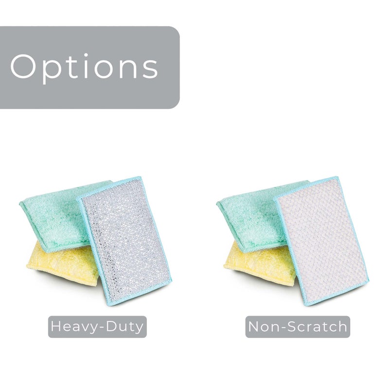 Smart Design Non Scratch Scrub Sponge with Bamboo Odorless Rayon Fiber - Set of 9 - Ultra Absorbent - Soft and Scrubber Side - Cleaning, Dishes, and Hard Stains - Spring - Yellow, Mint, Blue - Image 5